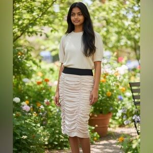 Elegant Cream Ruched Skirt